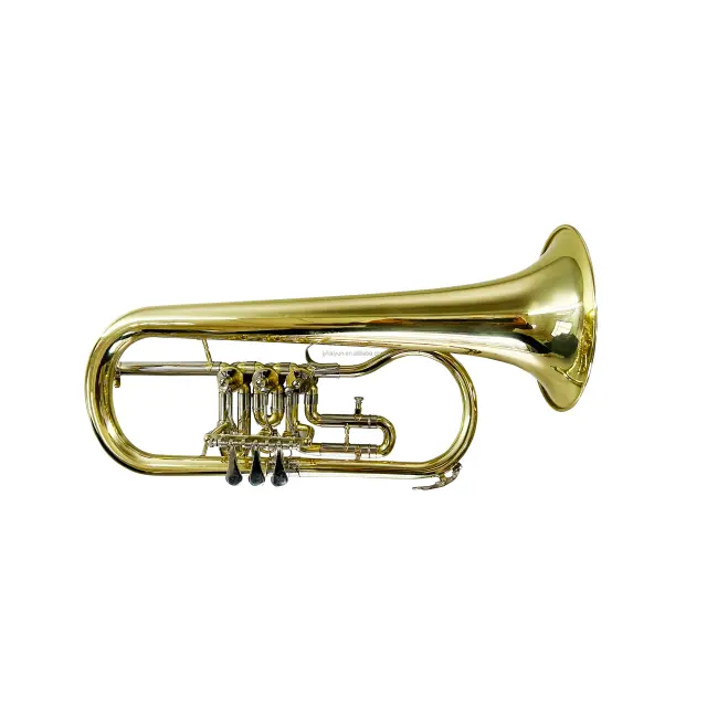 Trompete BB Tom Flugelhorn Giratório com Pistão de Latão e Superfície Dourada - SEASOUND JYFG411 OEM