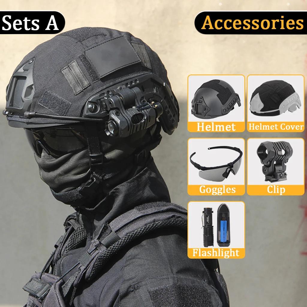 Airsoft Capacete Set para Paintball Jogos, Tactical Headset, Óculos, NVG Mount, Telescópio, Modelo Tactical Gear Combinação - Image 1