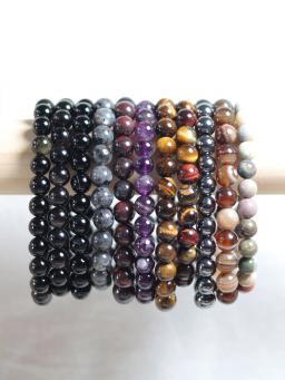 Pulseiras de pedras preciosas naturais para mulheres, contas redondas, pulseiras minimalistas, boêmia, férias, festa de aniversário, feriados, 8mm, 1pc - Image 4