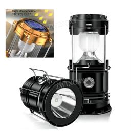 Portátil led lanterna de acampamento leve à prova dwaterproof água solar usb recarregável lanterna led kits sobrevivência para interior ao ar livre - Image 1