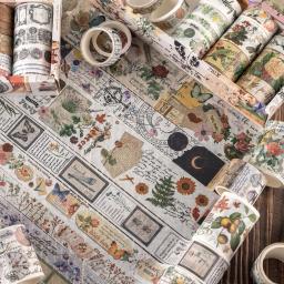 Fitas adesivas vintage Washi, Adesivos materiais, Ins, Decoração clássica, Material de arte manual, Recado Washitape, 18 rolos por conjunto - Image 2