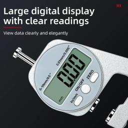 Digital Display Espessura Medidor, liga de zinco, Micrômetro LCD Eletrônico, Ferramentas de Medição Espessura da Parede Imperial, 0-10mm, 20mm - Image 2