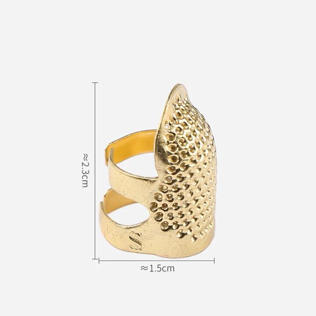 Dedal Vintage de Ouro com Protetor de Dedos - Acessórios de Costura Metalizados para Artesanato DIY