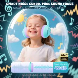 Nova1pro cancelamento de ruído ativo bluetooth5.4 fones de ouvido para crianças presente 40h playtime volume seguro 75/85/94db para ipad/tablet - Image 2
