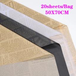 20 folhas de papel de embrulho de presente artesanal, material retrô de buquê de flores de 50x70 cm, papel kraft do jornal inglês, material para presentes diy - Image 2