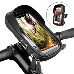 Suporte do telefone da bicicleta motocicleta guiador montar suporte à prova dwaterproof água saco do telefone móvel suporte máximo 6.4 Polegada telefones celulares - Image 1