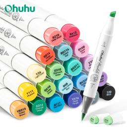 Ohuhu honolulu 24 cores marcador caneta conjunto marcadores de arte álcool recarregável dicas duplas esboçar desenho mangá material escolar arte - Image 1