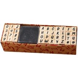 40 peças selos do alfabeto vintage de madeira borracha letra número símbolo conjunto de carimbo com almofada de tinta preta para fazer cartão planejador scrapbook - Image 5