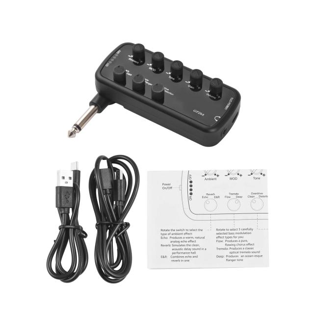 Amplificador Portátil para Fones, Guitarra e Baixo com Gravação Interna e 3 Alto-falantes Embutidos - Plug and Play