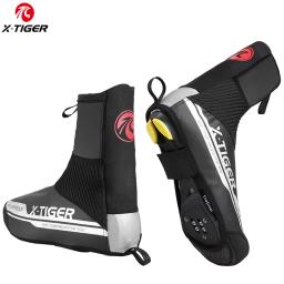 Capa para sapatos de ciclismo impermeável e refletora, calçado de inverno para bicicleta, bicicleta de estrada, quente, fleece, à prova de vento, mtb, cobertura para sapato - Image 1