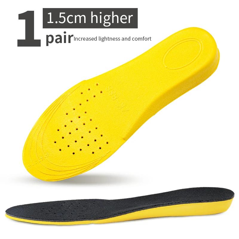 Palmilhas Invisíveis para Aumentar a Altura para Homens e Mulheres, Almofada de Sapatos Amarelos, Absorção de Choque Respirável, Almofada para Cuidados com os Pés, 1,5-3,5 cm - Image 1