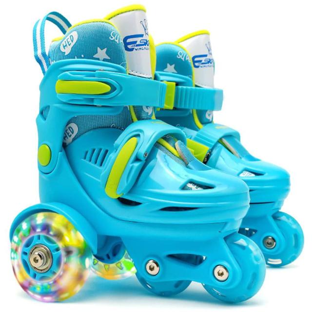 Sapatos de Patinação Infantis com Rodas Duplas em Flash e Ajuste de Segurança para Idades de 3 a 8 Anos