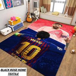 Tapete antiderrapante para quarto, impressão 3D HD, Messi, Ronaldo, mbappé, Neymar, sala de estar Home Luxury, corredor, arte da moda - Image 6