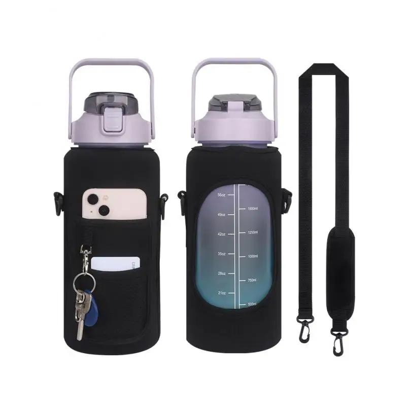 Bolsa Motivacional de Garrafas de Água com Alça, Tampas de Grande Capacidade, Esportes ao ar livre, Fitness, Ginásio, Treino, 2L - Image 1