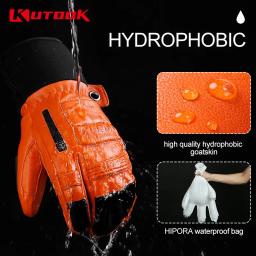 KUTOOK-Luvas térmicas para homens e mulheres, luvas de couro de cabra ThInsulate, luvas de snowboard quente, esqui impermeável, 3m, inverno - Image 2