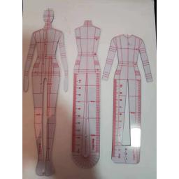 Moda Desenho Régua Set, Medição Régua, Padrões de Modelo para Costura, DIY Quilting, Costura, Desenho Designers, 4Pcs - Image 3