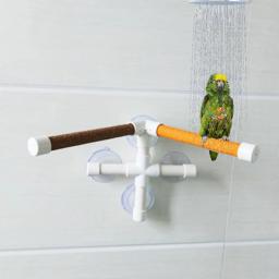 Barra de plataforma com ventosas para pet, Estação de suporte de moagem dupla pata, Poleiros interessantes para papagaios, chuveiro de banho - Image 4