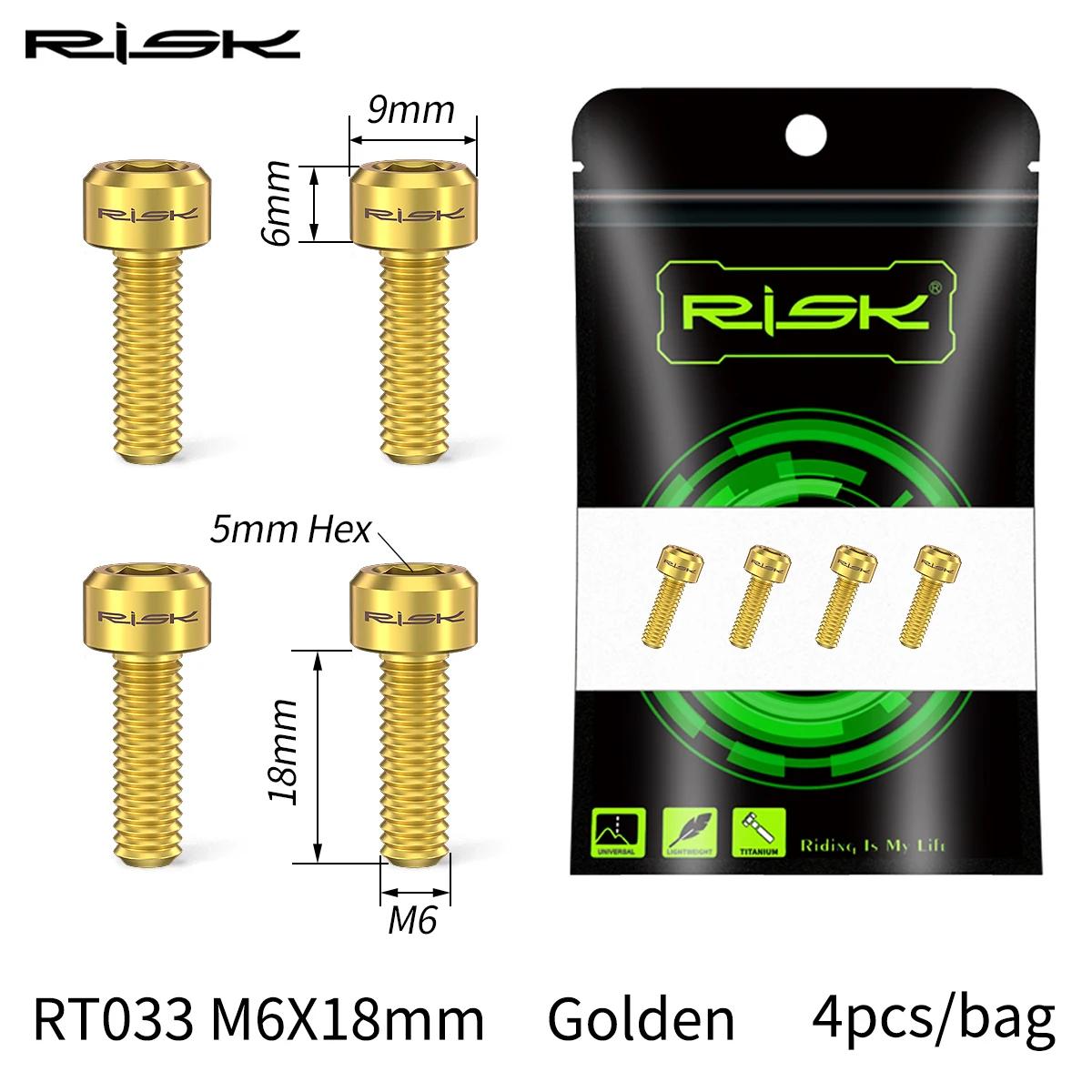 Risco 4 peças m6x16/18/20mm parafusos fixos de freio a disco de bicicleta com arruela de titânio braçadeira de pinça de freio de mountain bike - Image 1