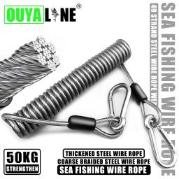 OUYALINE-Telescópico Secure Gear Tether, Cordão Elástico de Pesca Pesado, Corda de Segurança Universal em Aço Inoxidável, 1.5-3m - Image 1
