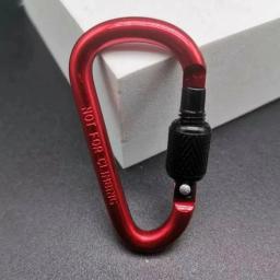 Liga de alumínio D-Shape Mosquetão, Segurança fivela Keychain com trava, Botão de escalada, Camping e caminhadas gancho - Image 4