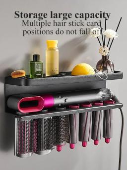 Montagem Da Parede Secador Dyson Titular, Airwrap Prateleira De Armazenamento, Secador, Modelador De Cabelo Ferro, Sem Perfuração, Metal Rack, Organizador Do Banheiro - Image 3