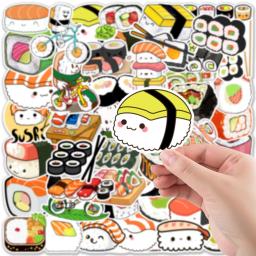 Sushi Adesivos para Scrapbooking, Suprimentos Artesanais, Papelaria, Kraft, Laptop, Sketchbook, Food Japonês Adesivo, Sushi Bonito, 50Pcs - Image 3