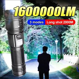 Lanterna LED recarregável USB super brilhante, longo alcance, tocha tática, ao ar livre, impermeável, camping, pesca, lanterna, 1600000 lm - Image 1