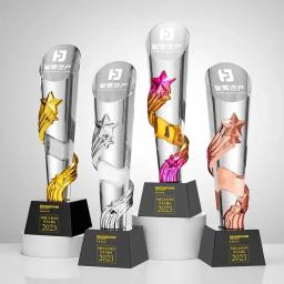 Prêmios De Troféu De Cristal Criativo Personalizado, Esportes Universal Trofeo, Decoração De Casa, Resina Irregular Ouro, Prata, Coluna De Cobre, 1Pc - Image 2