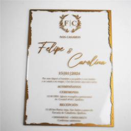 Cartão acrílico transparente do convite do casamento, costume personalizado, convite do aniversário, cópia da folha do ouro, 30 PCes - Image 2