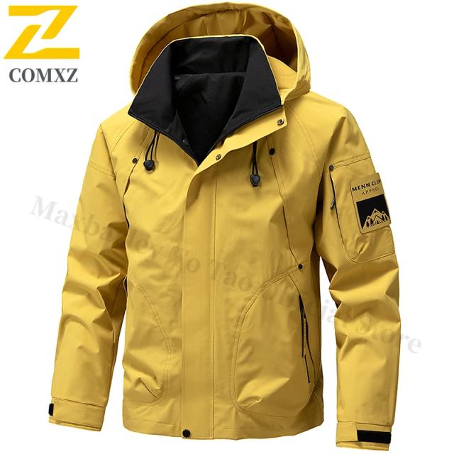 Gorpcore Jaqueta Masculina Impermeável Outono Grande Windbreaker Acampamento Caça Esportes Casaco com Capuz