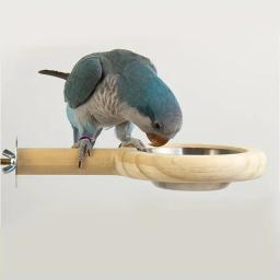 Bird Wood Stand Perch com comida ou água tigela de alimentação para papagaio, gaiola acessórios, periquito para calopsita - Image 1