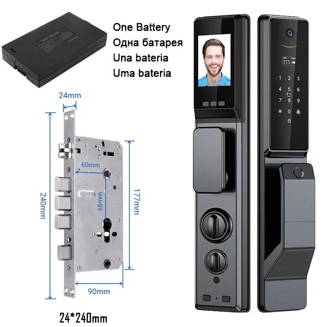 Impermeável Electronic Smart Door Lock com câmera, bloqueio ao ar livre, Tuya App, Remote Voice Intercom, Face Fingerprint, Wi-Fi - Image 1