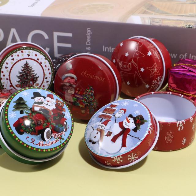 Caixa de Lata de Natal com Tampa para Armazenamento de Doces e Biscoitos, Ideal como Presente Festivo