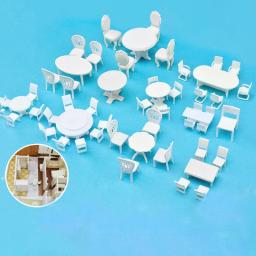 Modelo de Escala Miniatura, Cena Interior, Móveis Dollhouse, Mesa e Cadeira, Brinquedo de Construção, 1/25, 1/50, 1/75, 1/100 - Image 4