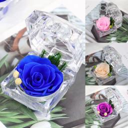Imortal Preservado Rose Flower Decorações, Real Crystal Box, Casamento, Valentim, Aniversário, Aniversário, Presentes Criativos - Image 2