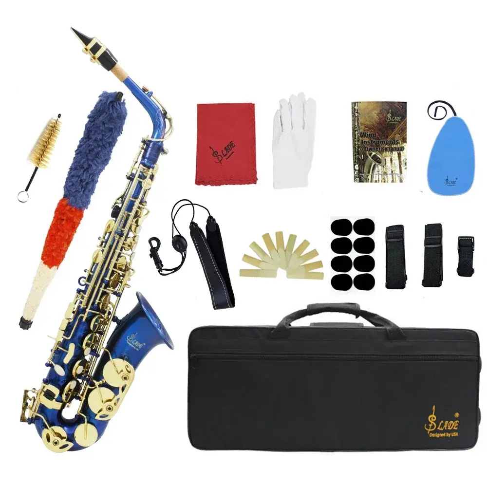 SLADE-Saxofone Alto com Case, Profissional Sax Eb, E Corpo Latão Plano, Instrumento de Sopros, Reed, Sax Peças e Acessórios - Image 1