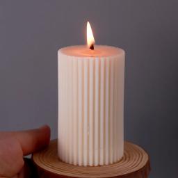 Listrado Cilíndrico Silicone Vela Molde, Handmade Vela Perfumada Fazendo, DIY Wax Mold, Cristal Resina Epóxi Artesanato Moldes, Home Decor - Image 4