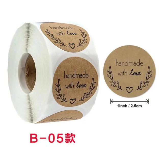 Rolo com 500 Adesivos Artesanais Personalizados para Casamento e DIY em Scrapbook e Embalagens