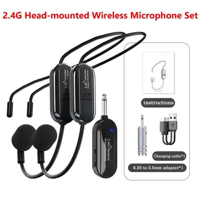 Microfone de Lapela Sem Fio 2.4G Transmissor com Receptor para Amplificador e Voz