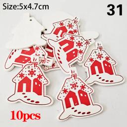 Árvore De Natal De Madeira Pendurado Ornamentos, Pingentes De Alce De Neve, Decoração De Festa De Casa, Decoração De Presente De Ano Novo, 10Pcs por Conjunto - Image 6