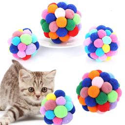 Brinquedos para gatos, bola de pelúcia para gatos, bola elástica para animais de estimação, bola alta, bola de lã colorida para gatos - Image 1