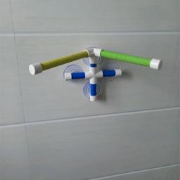 Barra de plataforma com ventosas para pet, Estação de suporte de moagem dupla pata, Poleiros interessantes para papagaios, chuveiro de banho - Image 2