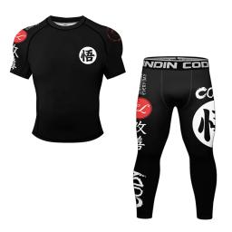 Kimono Jiu Jitsu e Mma camiseta e calça Rashguard para homens, shorts MMA, Muay Thai Rash Guard, camisas de boxe esportivas, 4pcs ternos - Image 5