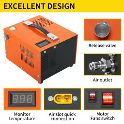 Compressor de ar portátil com transformador, alta pressão, tanque do Paintball, mergulho, 4500Psi, 300Bar, 30Mpa, 12V, 220V, 110V - Image 3