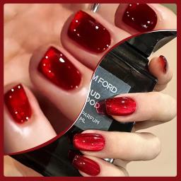 Gel de esmalte Cat Eye, vinho tinto, Glitter Jelly Ruby, esmalte magnético, cola, verniz brilhante, gel UV para Nails Art, 7,5 ml - Image 3
