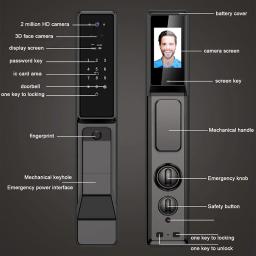 Impermeável Electronic Smart Door Lock com câmera, bloqueio ao ar livre, Tuya App, Remote Voice Intercom, Face Fingerprint, Wi-Fi - Image 5