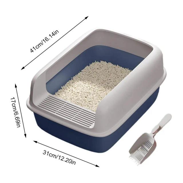 Caixa de Areia para Gatos de Grande Capacidade com Bandeja e Colher Inclusa