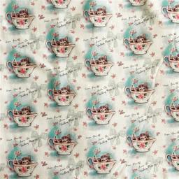 Tecido De Algodão Para Patchwork DIY, Adorável Material De Costura Vintage, Tecidos Impressos De Gato De Teacup, Bolsa De Bebê E Bonecas - Image 2