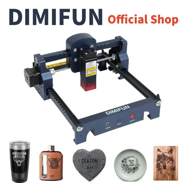 Máquina de Corte e Gravura a Laser Portátil DIMIFUN-D9 com Alta Precisão de 0,06mm e Área de Trabalho de 130x130mm, 4.5W