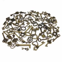 Encantos Steampunk para Fazer Jóias, Mix Metal, Retro Antique, Latão, Bronze Vintage, Chave Decorativa Velha Procurando, DIY K, 59Pcs - Image 2